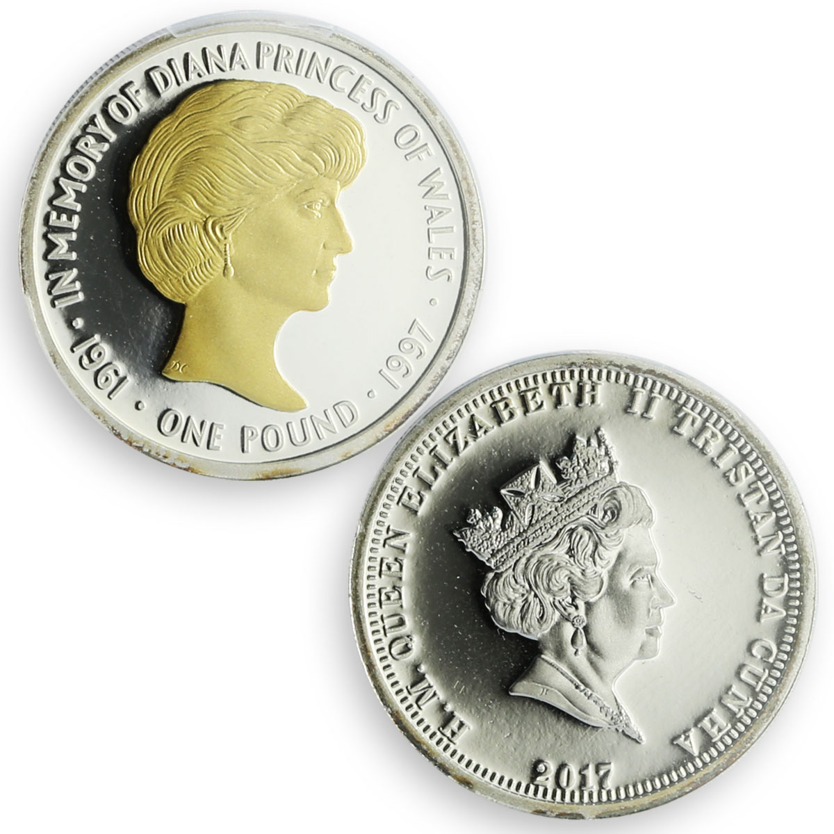 Tristan da Cunha 1 pound Princess Diana Death Gilt PR67 PCGS silver coin 2017