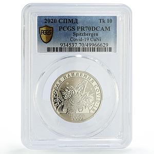 Spitzbergen 10 tk Fight Against the Covid 19 Epidemic PR70 PCGS CuNi coin 2020