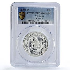 Australia 50 cents Lunar Calendar I Year of Monkey PR70 PCGS silver coin 2004
