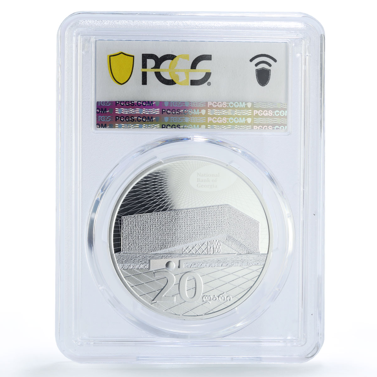 Georgia 20 lari Currency 20th Anniversary Bank House PR70 PCGS silver coin 2015