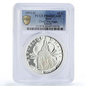 Haiti 10 gourdes Indian Chieftains War Eagle Yankton PR66 PCGS silver coin 1971