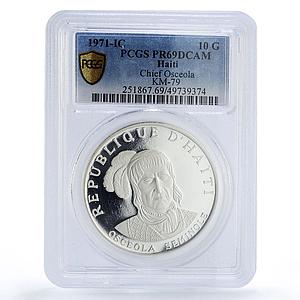 Haiti 10 gourdes Indian Chieftains Osceola PR69 PCGS silver coin 1971