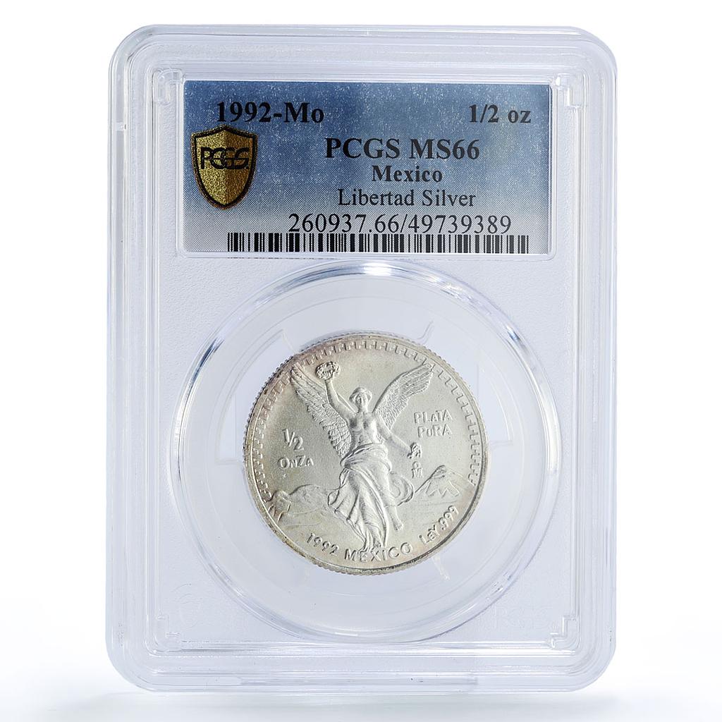 Mexico 1/2 onza Libertad Angel of Independence MS66 PCGS silver coin 1992