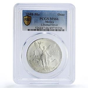 Mexico 1 onza Libertad Angel of Independence MS66 PCGS silver coin 1988