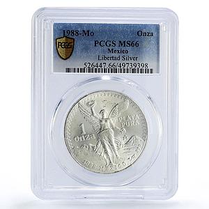 Mexico 1 onza Libertad Angel of Independence MS66 PCGS silver coin 1988