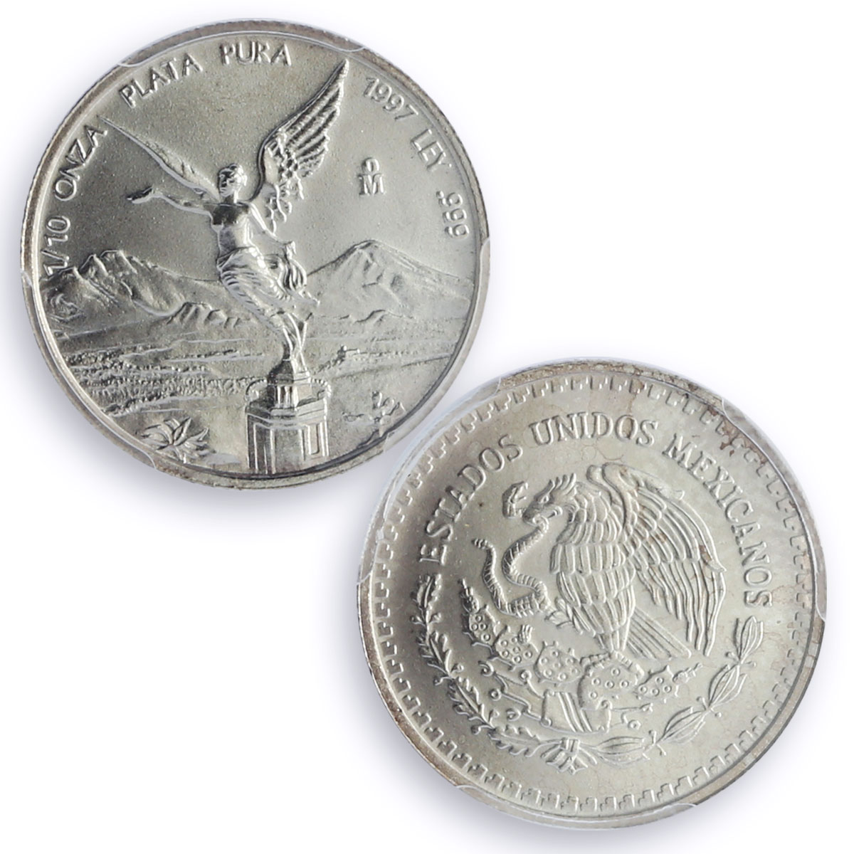 Mexico 1/10 onza Libertad Angel of Independence MS67 PCGS silver coin 1997
