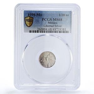 Mexico 1/20 onza Libertad Angel of Independence MS68 PCGS silver coin 1998