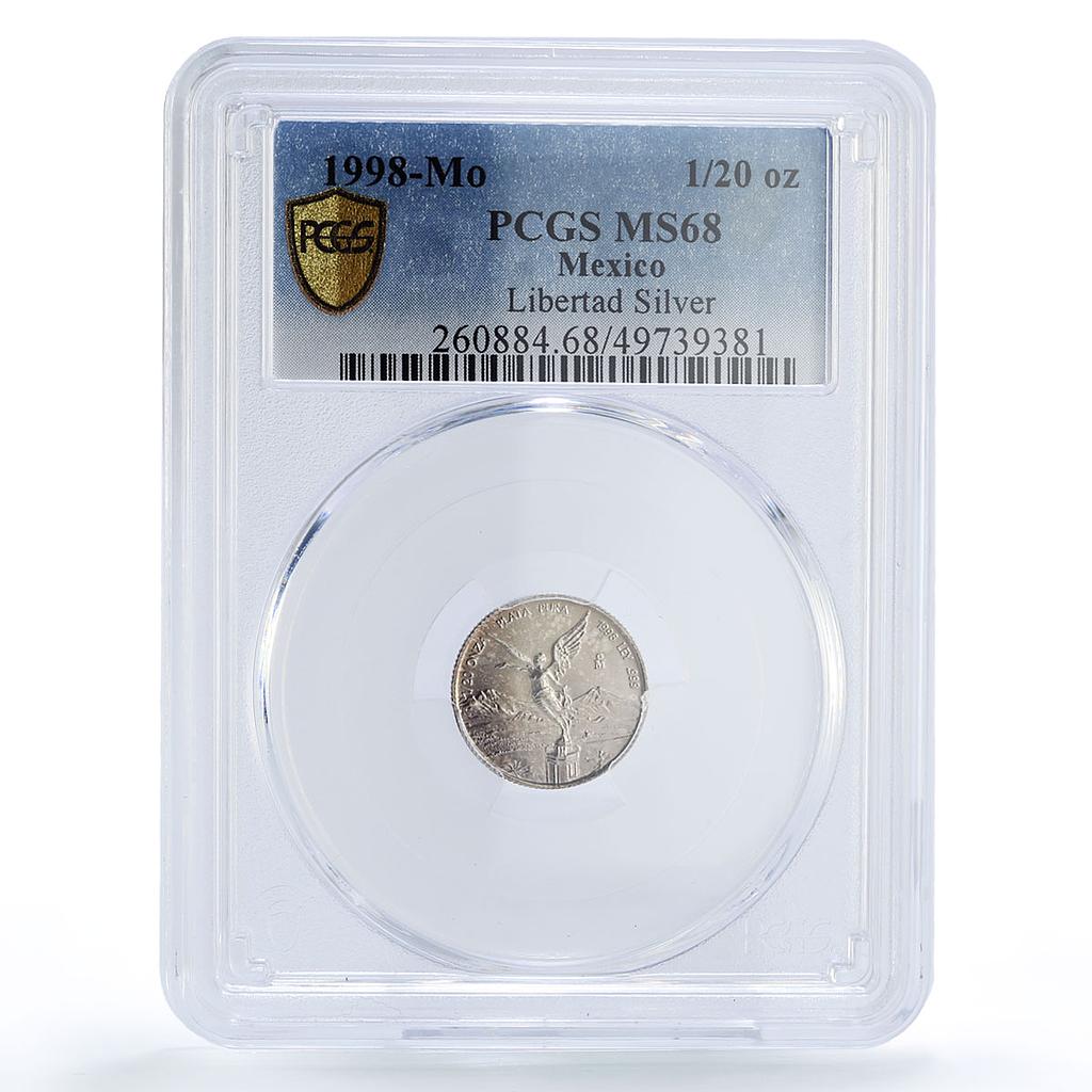 Mexico 1/20 onza Libertad Angel of Independence MS68 PCGS silver coin 1998