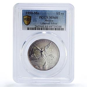 Mexico 1/2 onza Libertad Angel of Independence MS68 PCGS silver coin 1998