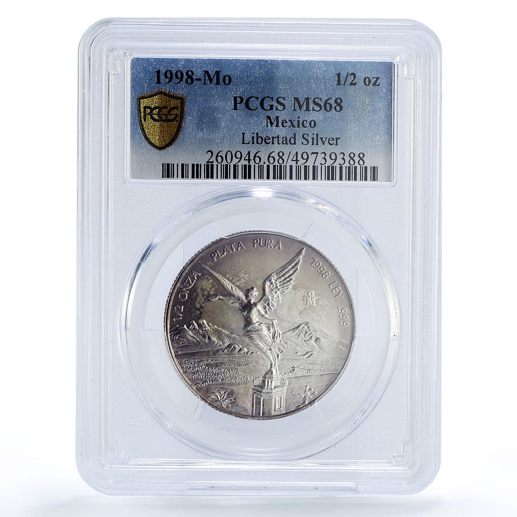 Mexico 1/2 onza Libertad Angel of Independence MS68 PCGS silver coin 1998