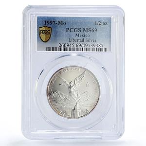 Mexico 1/2 onza Libertad Angel of Independence MS69 PCGS silver coin 1997