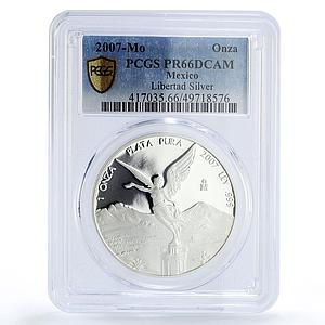 Mexico 1 onza Libertad Angel of Independence PR66 PCGS silver coin 2007