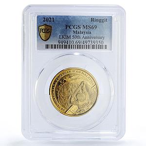 Malaysia 1 ringgit LKIM Lembaga Kemajuan Ikan Fisherman MS69 PCGS CuAl coin 2021