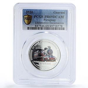 Paraguay 1 guarani Ibero-American Railways Encarnacion Train PR69 PCGS coin 2020