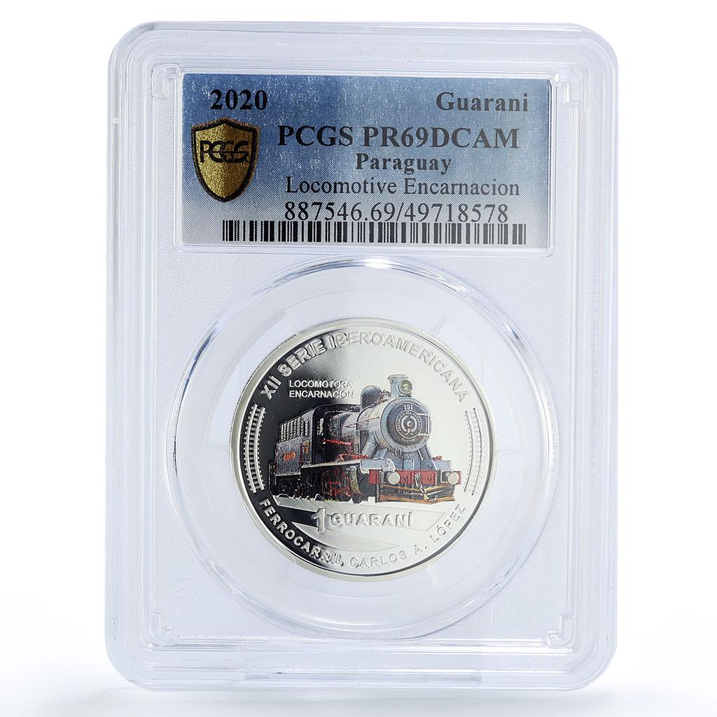 Paraguay 1 guarani Ibero-American Railways Encarnacion Train PR69 PCGS coin 2020