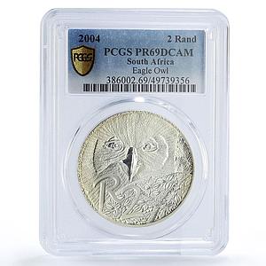 South Africa 2 rand Conservation Owl Bird Fauna PR69 PCGS silver coin 2004