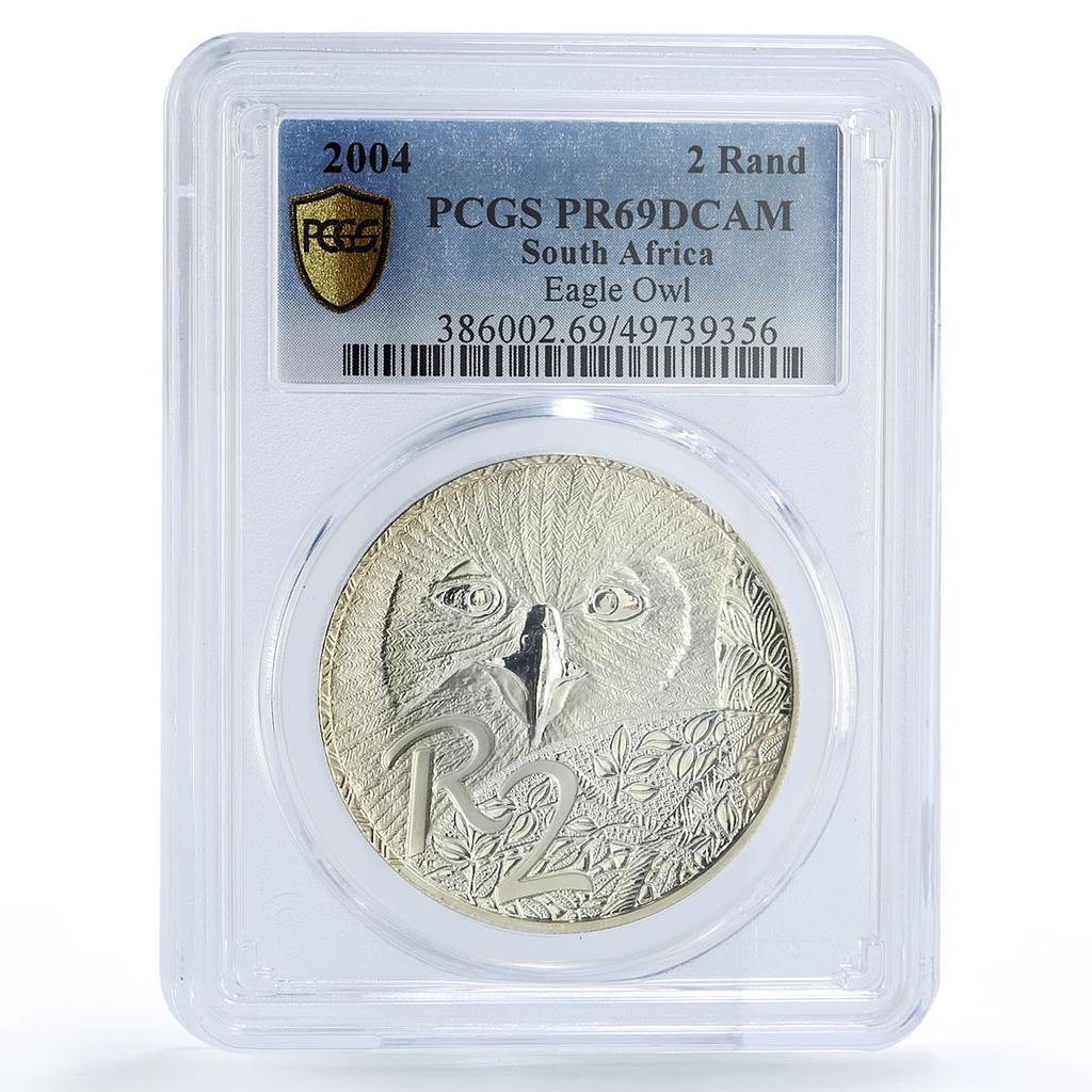 South Africa 2 rand Conservation Owl Bird Fauna PR69 PCGS silver coin 2004