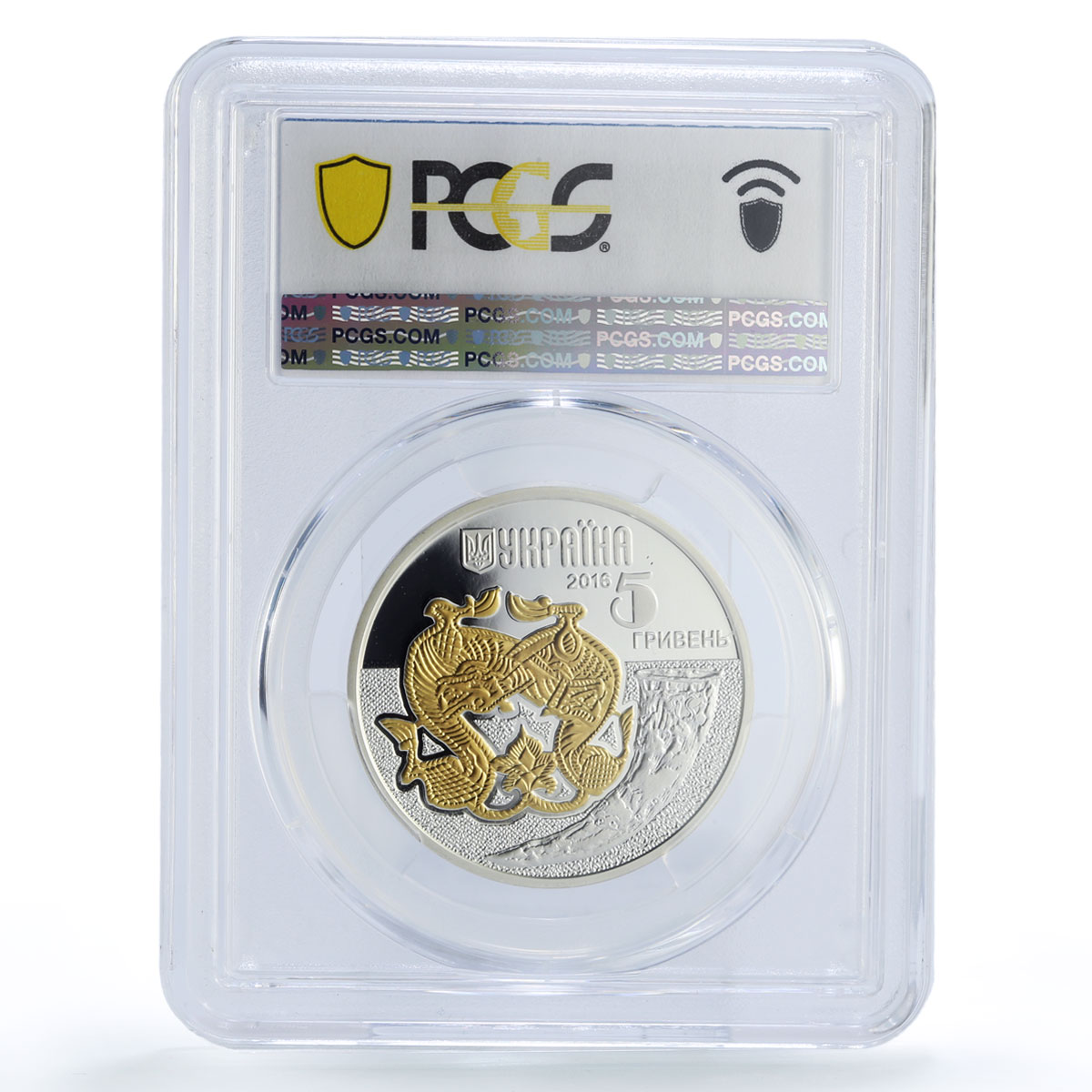 Ukraine 5 hryvnias Fauna Cultural Monuments Wolf Gilt PR70 PCGS silver coin 2016