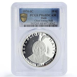 Haiti 10 gourdes Indian Chieftains Sitting Bull PR68 PCGS silver coin 1970