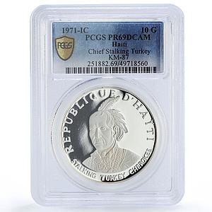 Haiti 10 gourdes Indian Chieftains Stalking Turkey PR69 PCGS silver coin 1971