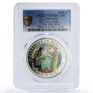 Saharawi 1000 pesetas Marco Polo The Silk Road PR69 PCGS CuNi coin 1997