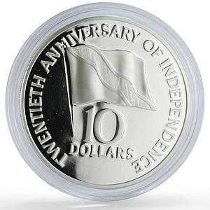 Trinidad Tobago 10 dollars Independence Anniversary Flag proof silver coin 1982