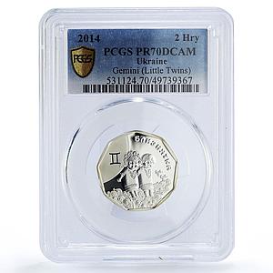 Ukraine 2 hryvnias Baby Zodiac Gemini Little Twins PR70 PCGS silver coin 2014