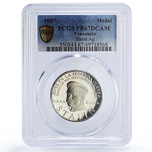Venezuela Second War Chiefs USSR Stalin Politics PR67 PCGS silver medal 1957