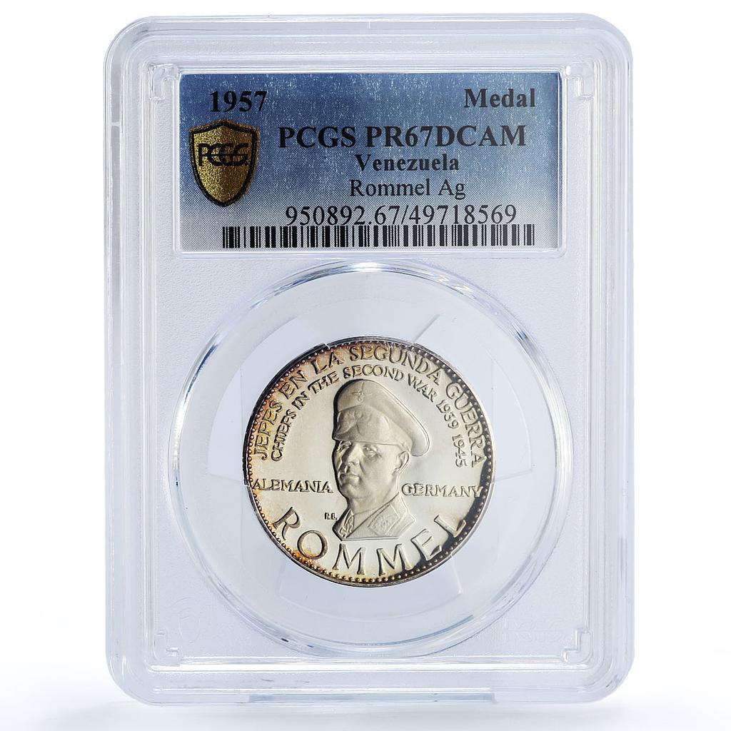 Venezuela Second War Chiefs Germany Rommel Politics PR67 PCGS silver medal 1957