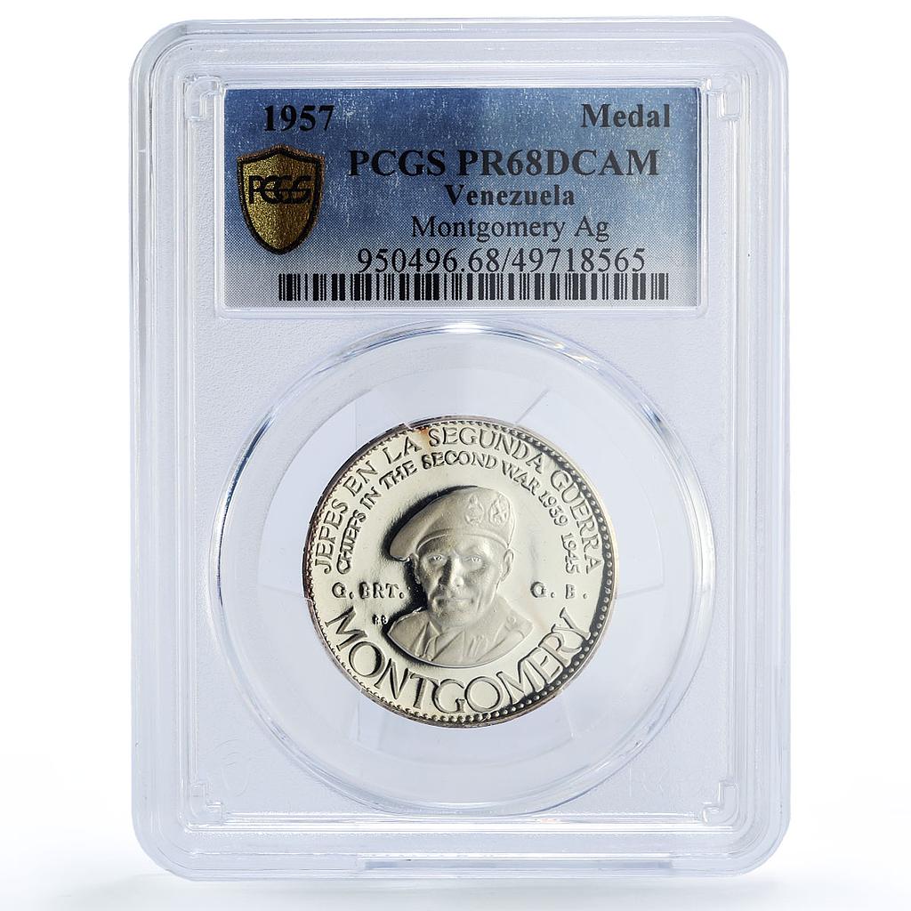 Venezuela Second War Chiefs USA Montgomery Politics PR68 PCGS silver medal 1957