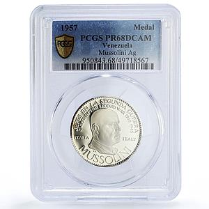 Venezuela Second War Chiefs Italy Mussolini Politics PR68 PCGS silver medal 1957