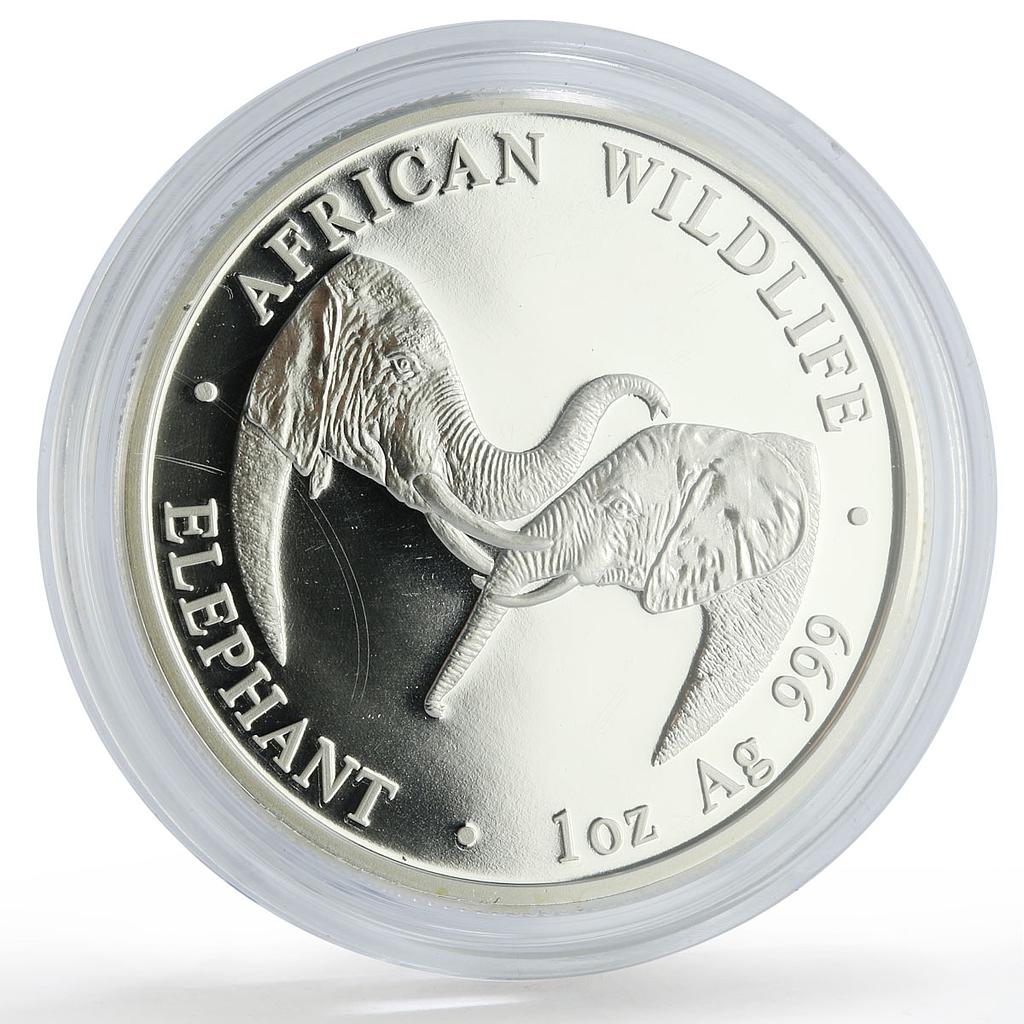 Zambia 5000 kwacha African Wildlife Elephant Fauna proof silver coin 2002