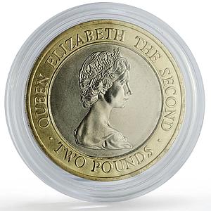 Jersey 2 pounds Queen Elizabeth 12 Parish Crests KM-99 bimetal coin 1997