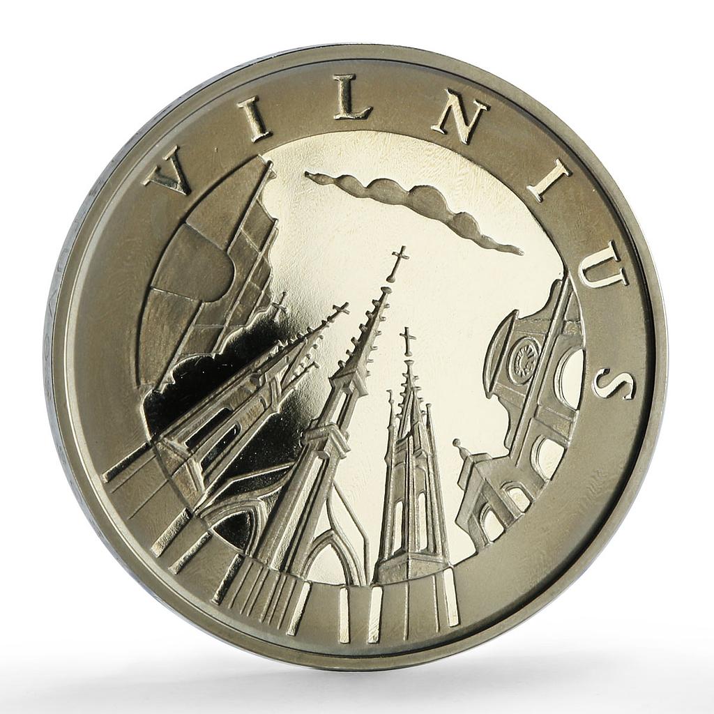 Lithuania 10 litu Vilnius Cathedrals Churches Architecture proof CuNi coin 1998