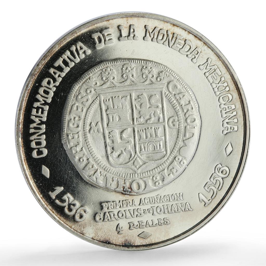 Mexico Numismatic Society Anniversary Carlos I 4 Reales silver medal coin 1971