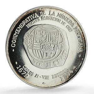 Mexico Numismatic Society Anniversary Carlos II 8 Reales silver medal coin 1971