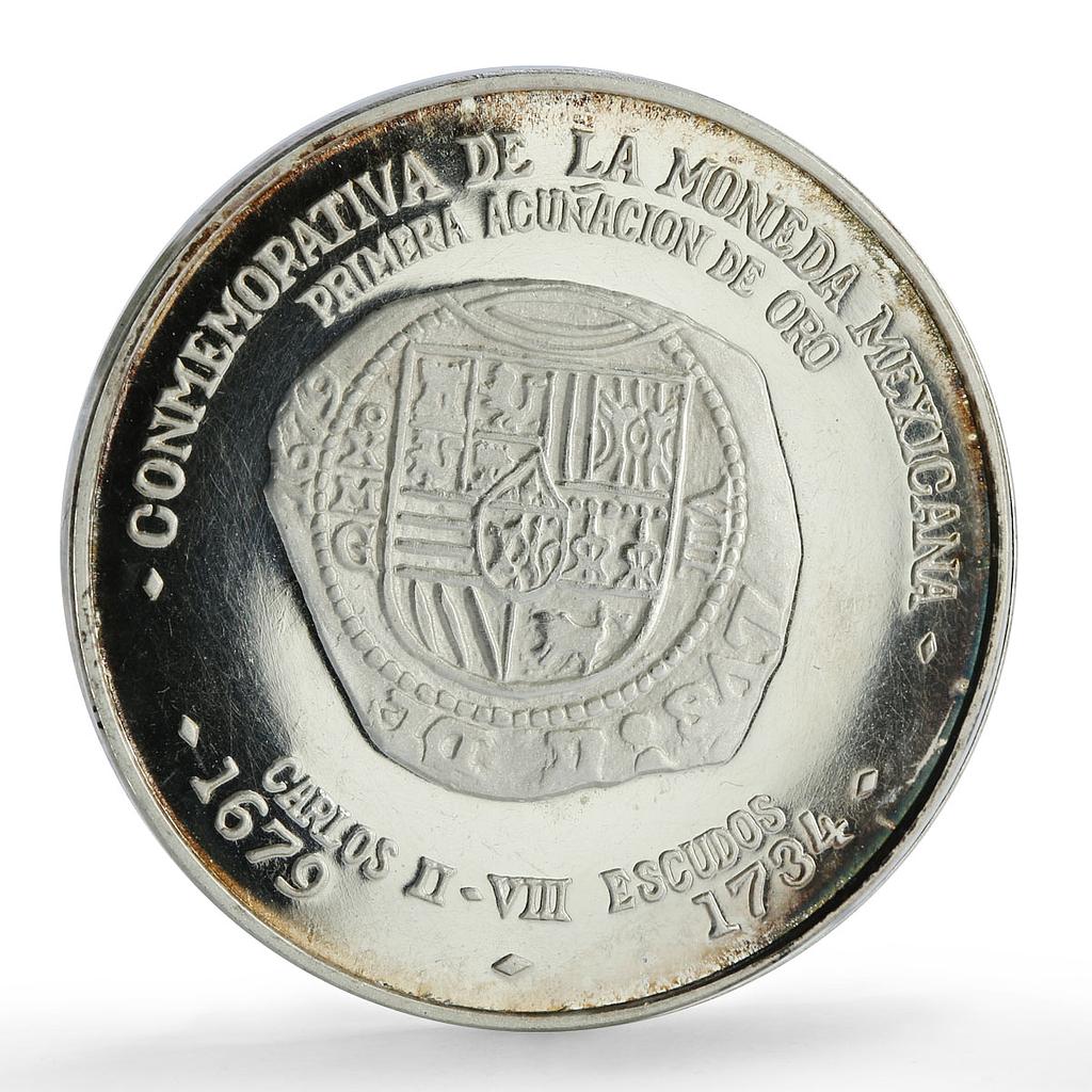 Mexico Numismatic Society Anniversary Carlos II 8 Reales silver medal coin 1971