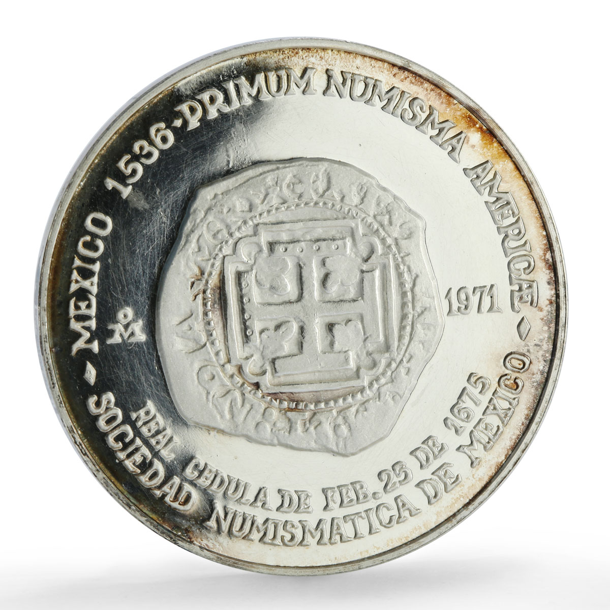 Mexico Numismatic Society Anniversary Carlos II 8 Reales silver medal coin 1971