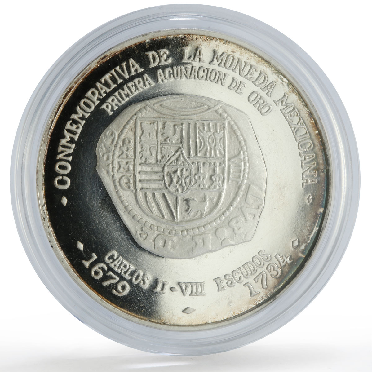 Mexico Numismatic Society Anniversary Carlos II 8 Reales silver medal coin 1971