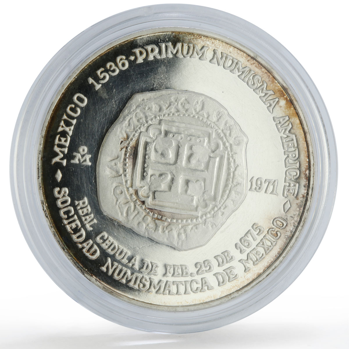 Mexico Numismatic Society Anniversary Carlos II 8 Reales silver medal coin 1971