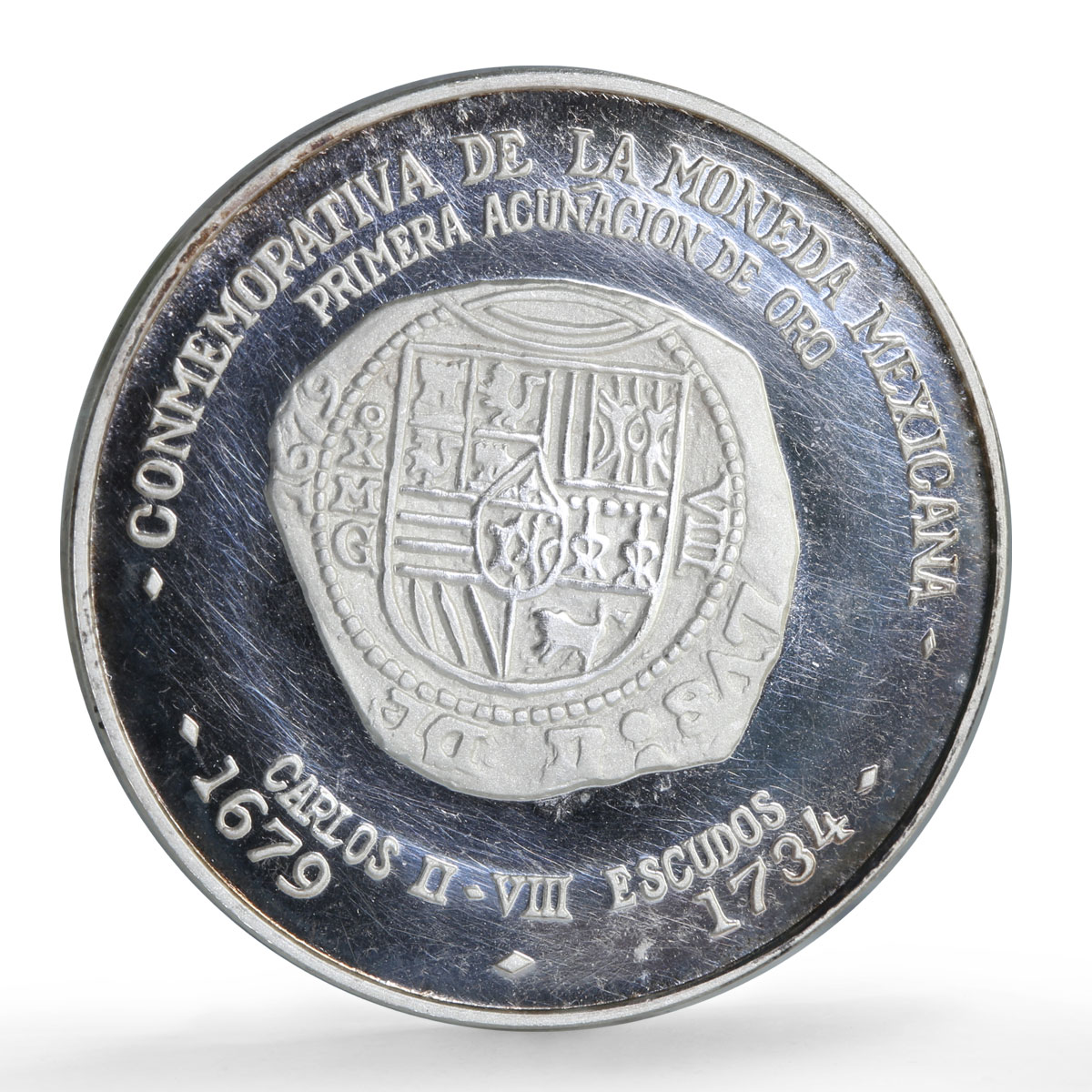 Mexico Numismatic Society Anniversary Carlos II 8 Reales silver medal coin 1971