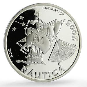 Portugal 10 euro Ibero-American Navigation Nautica Ship proof silver coin 2003