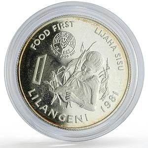 Swaziland 1 lilangeni FAO World Food Day Lijaha Sisu proof silver coin 1981