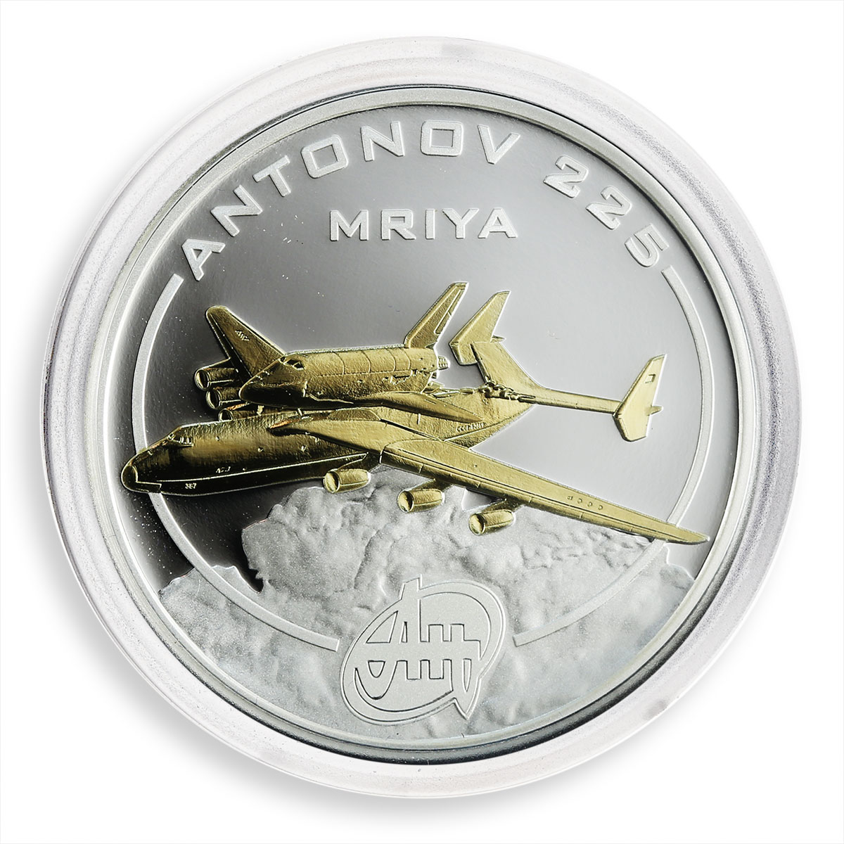 Cook Islands 1 $ Antonov An-225 Mriya Gilded Aircraft 1 Oz Silver Coin 2008