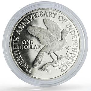 Trinidad Tobago 1 dollar Independence Anniversary Cocrico Bird PR Ag coin 1982