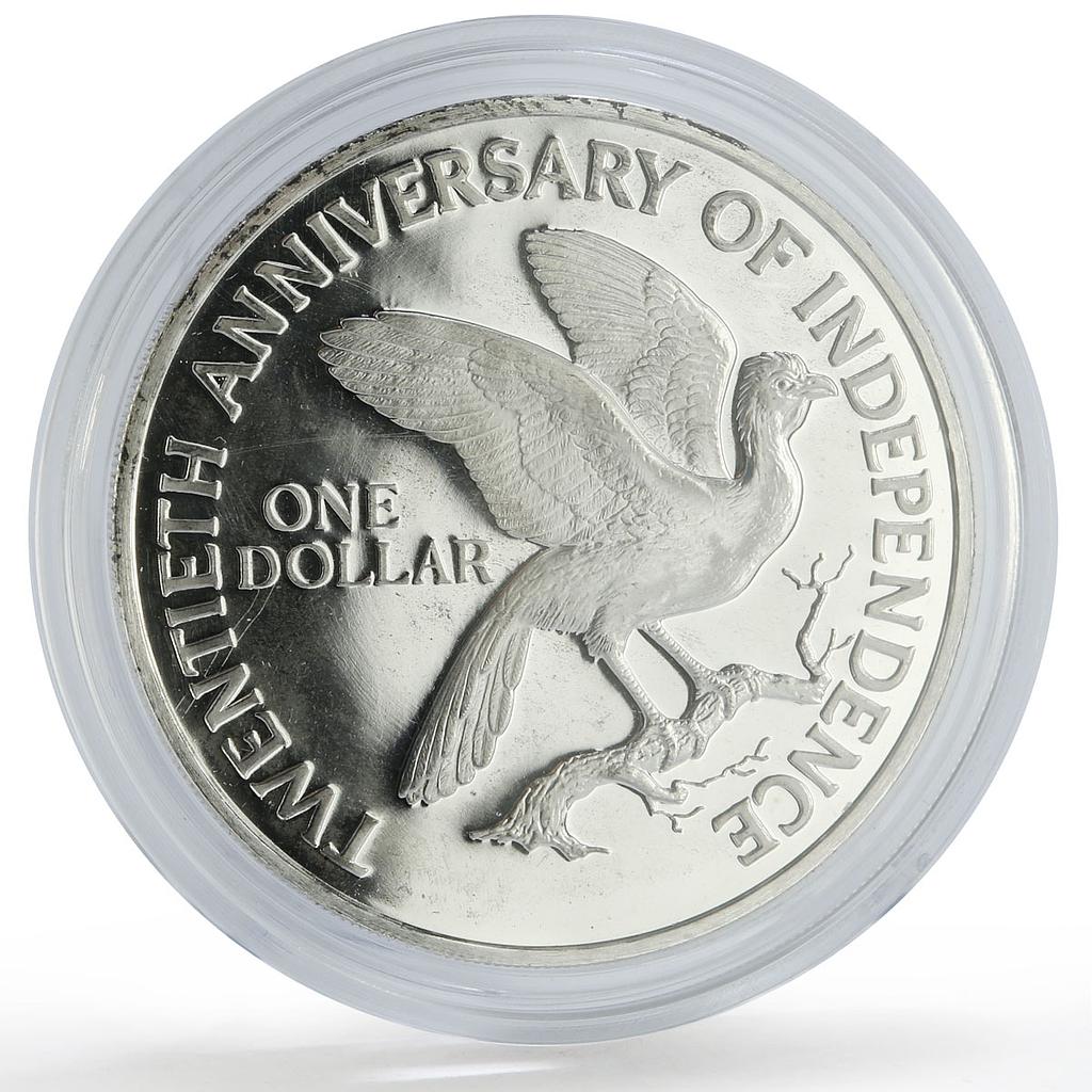 Trinidad Tobago 1 dollar Independence Anniversary Cocrico Bird PR Ag coin 1982