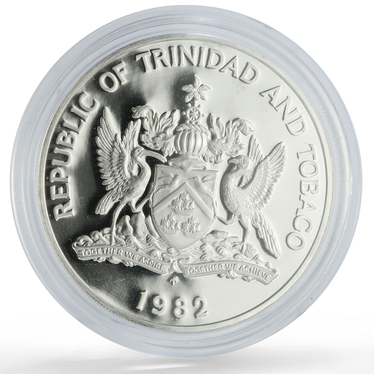 Trinidad Tobago 1 dollar Independence Anniversary Cocrico Bird PR Ag coin 1982