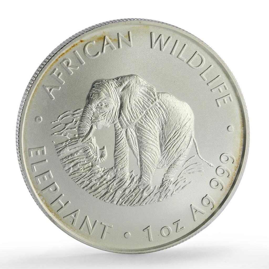 Zambia 5000 kwacha African Wildlife Elephant Fauna Matte silver coin 2000