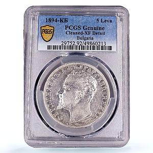 Bulgaria 5 leva King Ferdinand I Coinage KM-18 XF Details PCGS silver coin 1894