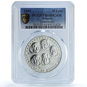 Bulgaria 10 leva Intercosmos Cosmonauts Space KM-157 PR64 PCGS silver coin 1985
